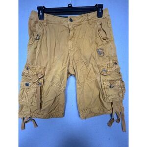 Unbranded Cargo Shorts 100% Cotton Tan Mustard 32 Mens